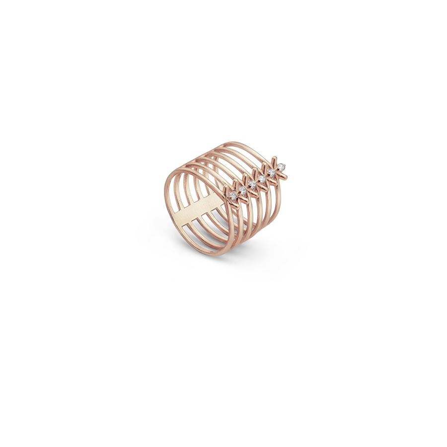 Anello 'Spinae' 6 elementi rosa SPINAE | AN 6FAU9R CT.0,09